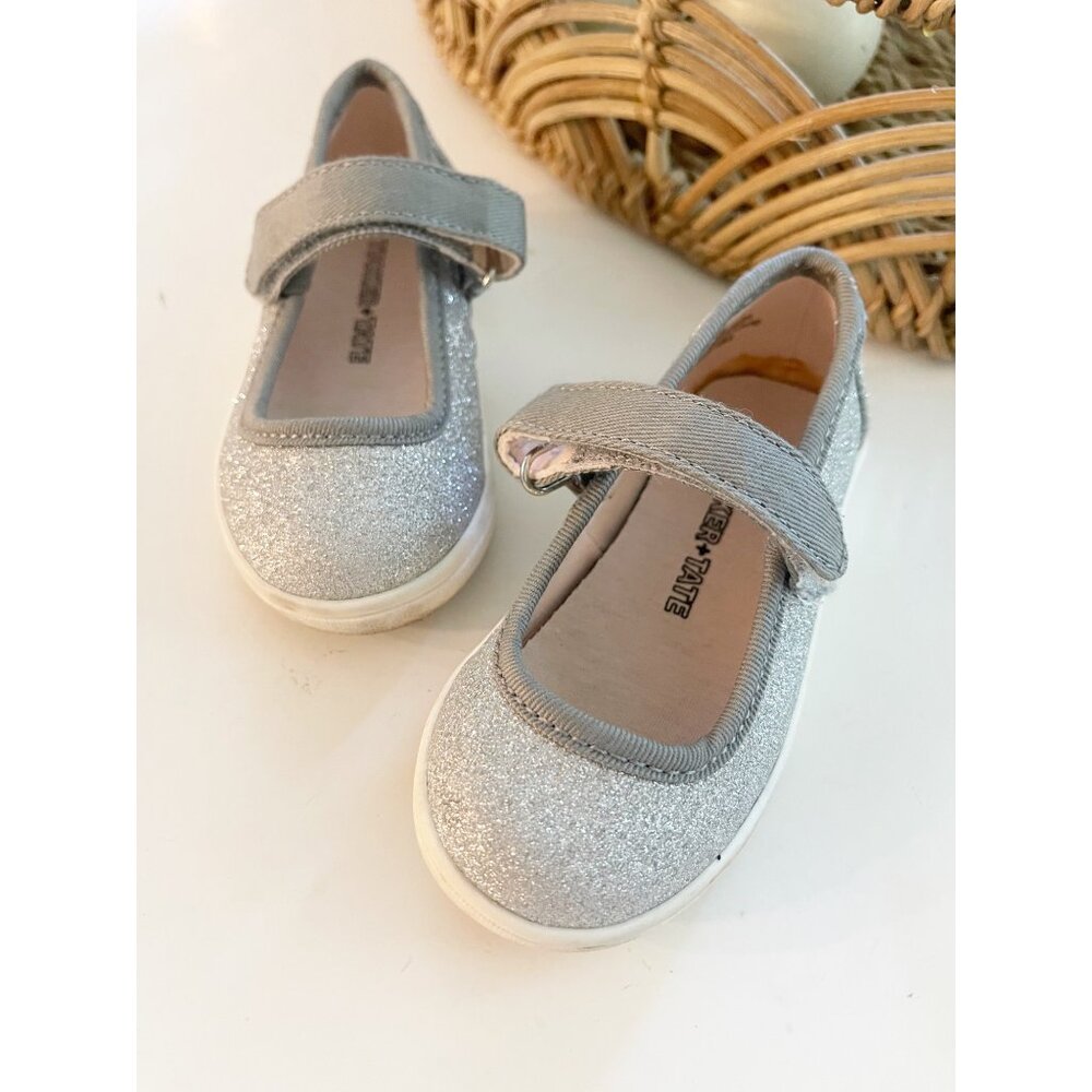 Tucker & Tate Gurls  Silver Glitter Mary Jane’s Sz 5